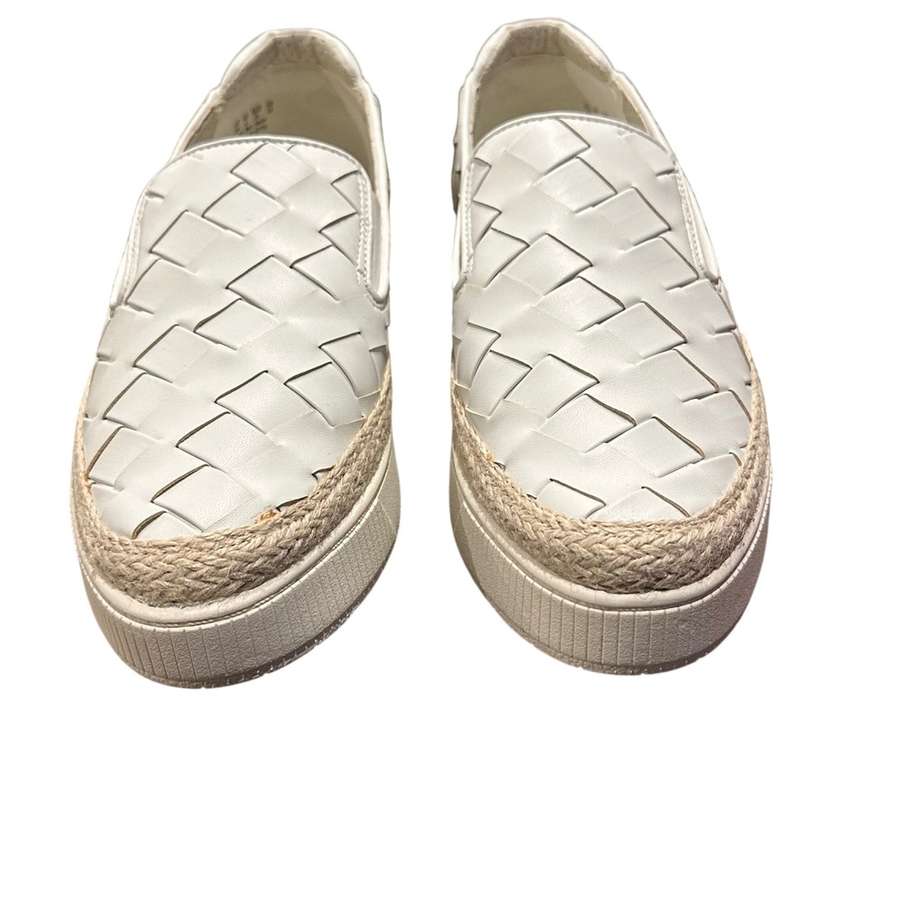Franco Sarto Hydee Sneaker 9 White Woven Espadrille Platform Slip On Casual Boho - Picture 5 of 9
